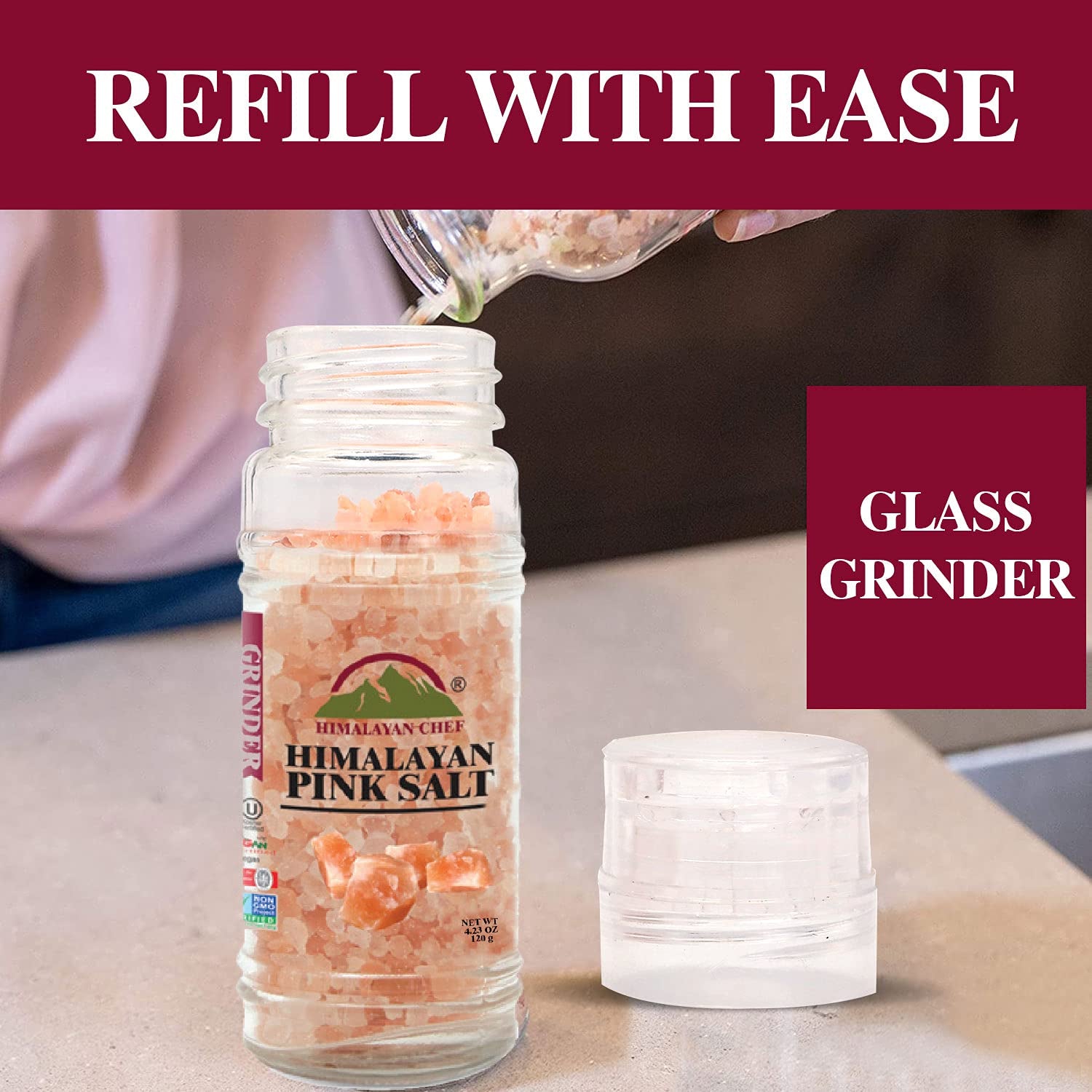 Himalayan Chef Himalayan Pink Salt Grinder-4.2 Oz, (5303C)