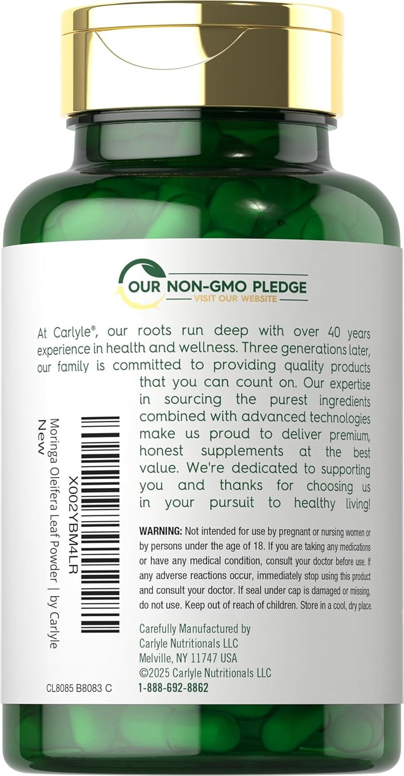 Moringa Oleifera Capsules 6000 Mg | 180 Count | Green Superfood | by Carlyle